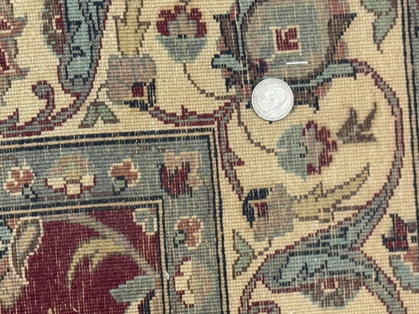 USED Pak Persian Rug 4x6, Floral Allover, Vintage Wool Carpet, Plum and Ivory