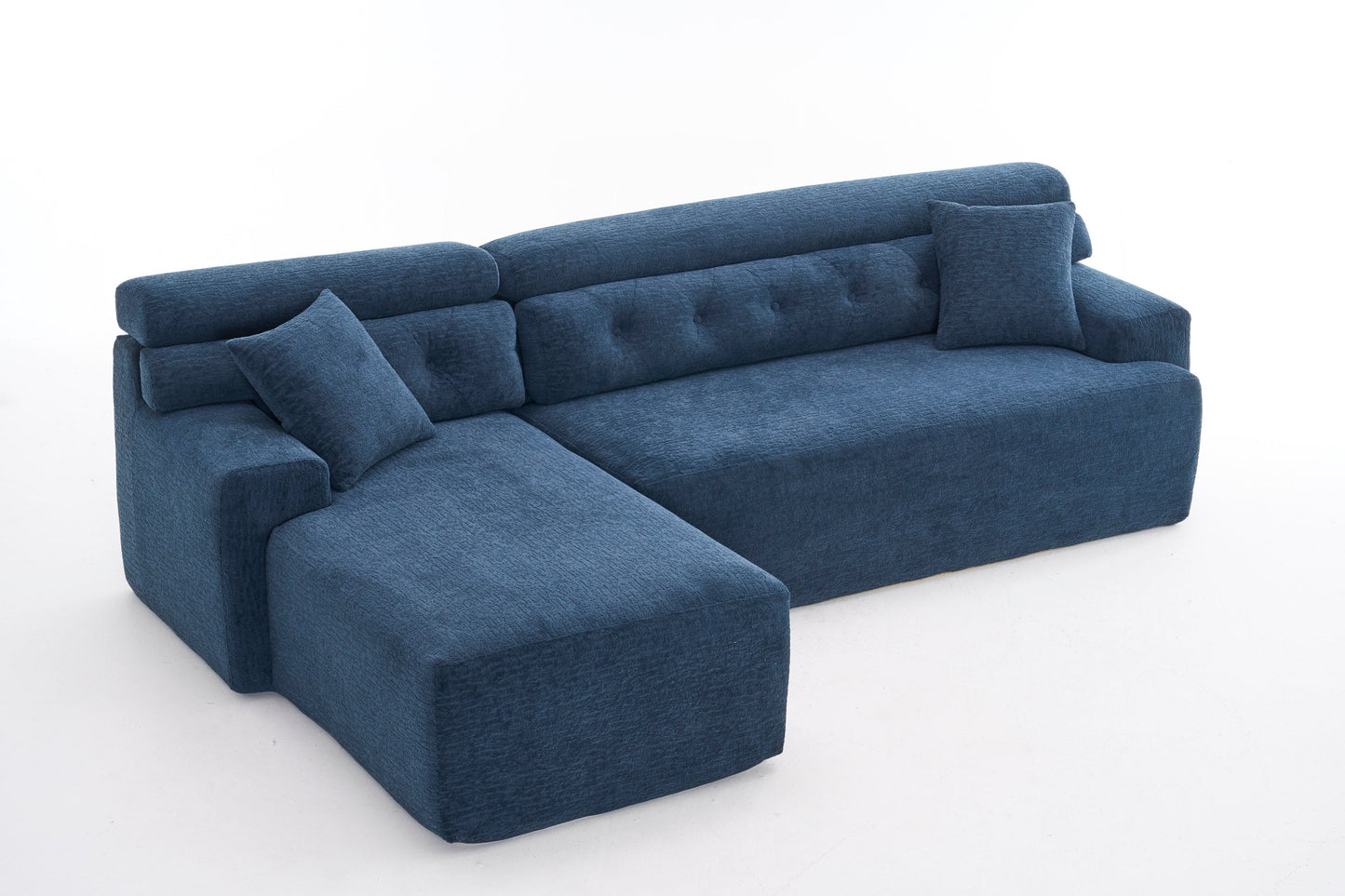 NEW 105'' Blue Cloud Sectional Couch with L-Shape Chaise Modern Modular Deep Seat Boneless Sofa