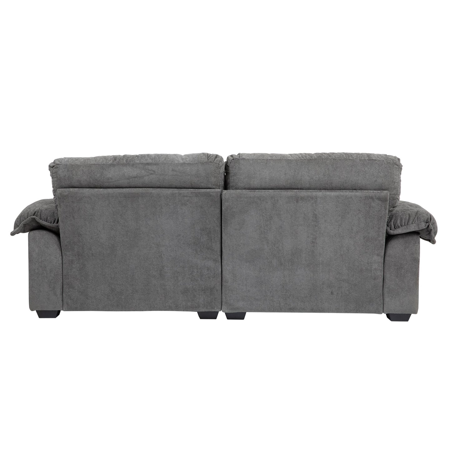 NEW 84' Grey Chenille Small Loveseat Deep Seat Sofa Couch with 2 Throw Pillows & Memory Foam