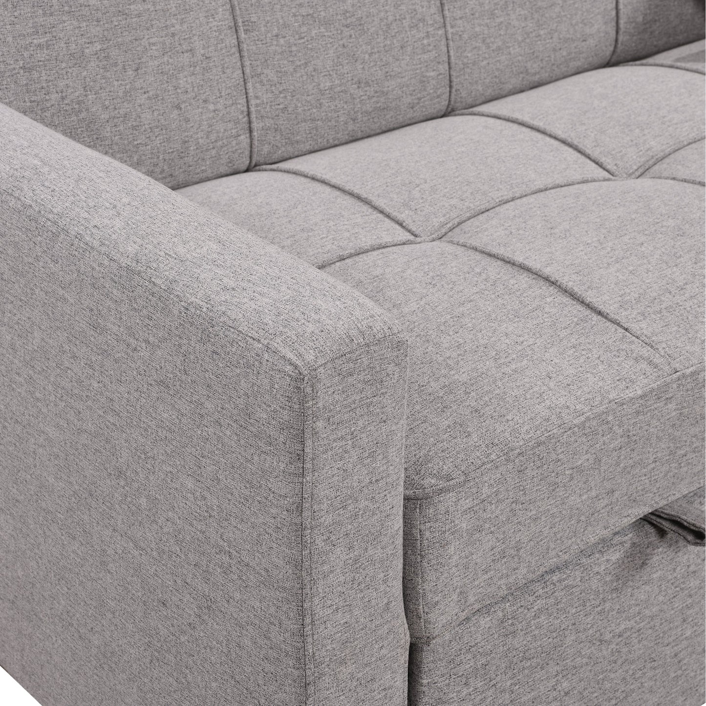 NEW 83' Light Gray 3 Seater Convertible Sofabed Oversized Upholstered Sofa Bed with Pull Out Couch Bed & Adjustable Backrest