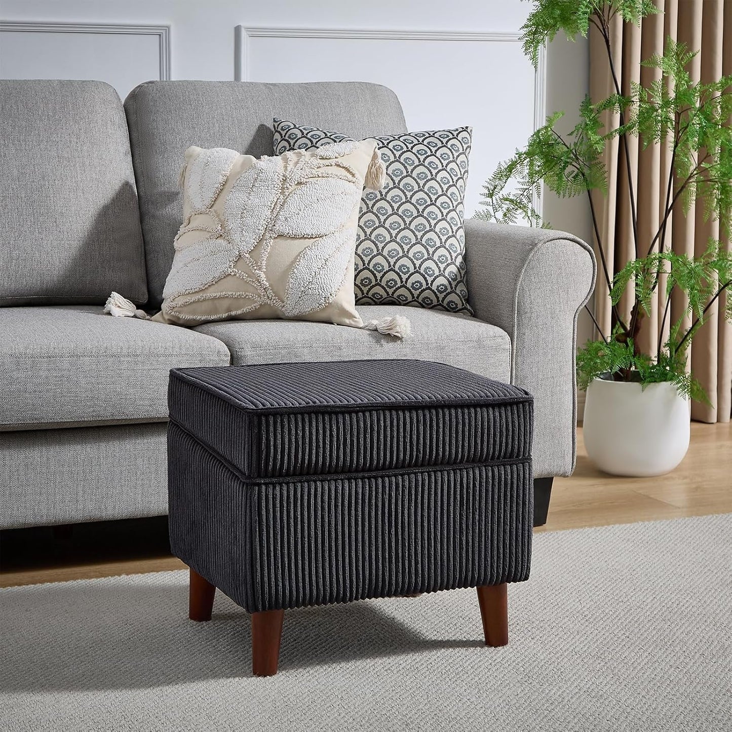 NEW Storage Ottoman With Adjustable Lid Footrest Charcoalgray