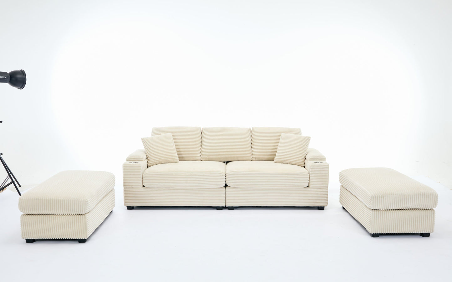 NEW Combination Modular Convertible Sectional Upholstered Deep Seat Sofa Bed Set with Armrest Storage Stainless Steel Cup Holders and USB Ports