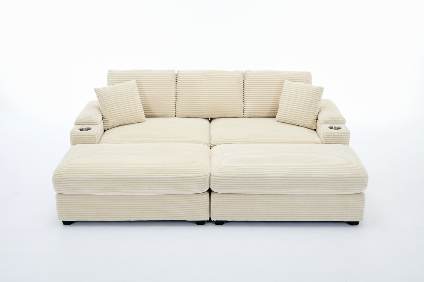 NEW Combination Modular Convertible Sectional Upholstered Deep Seat Sofa Bed Set with Armrest Storage Stainless Steel Cup Holders and USB Ports