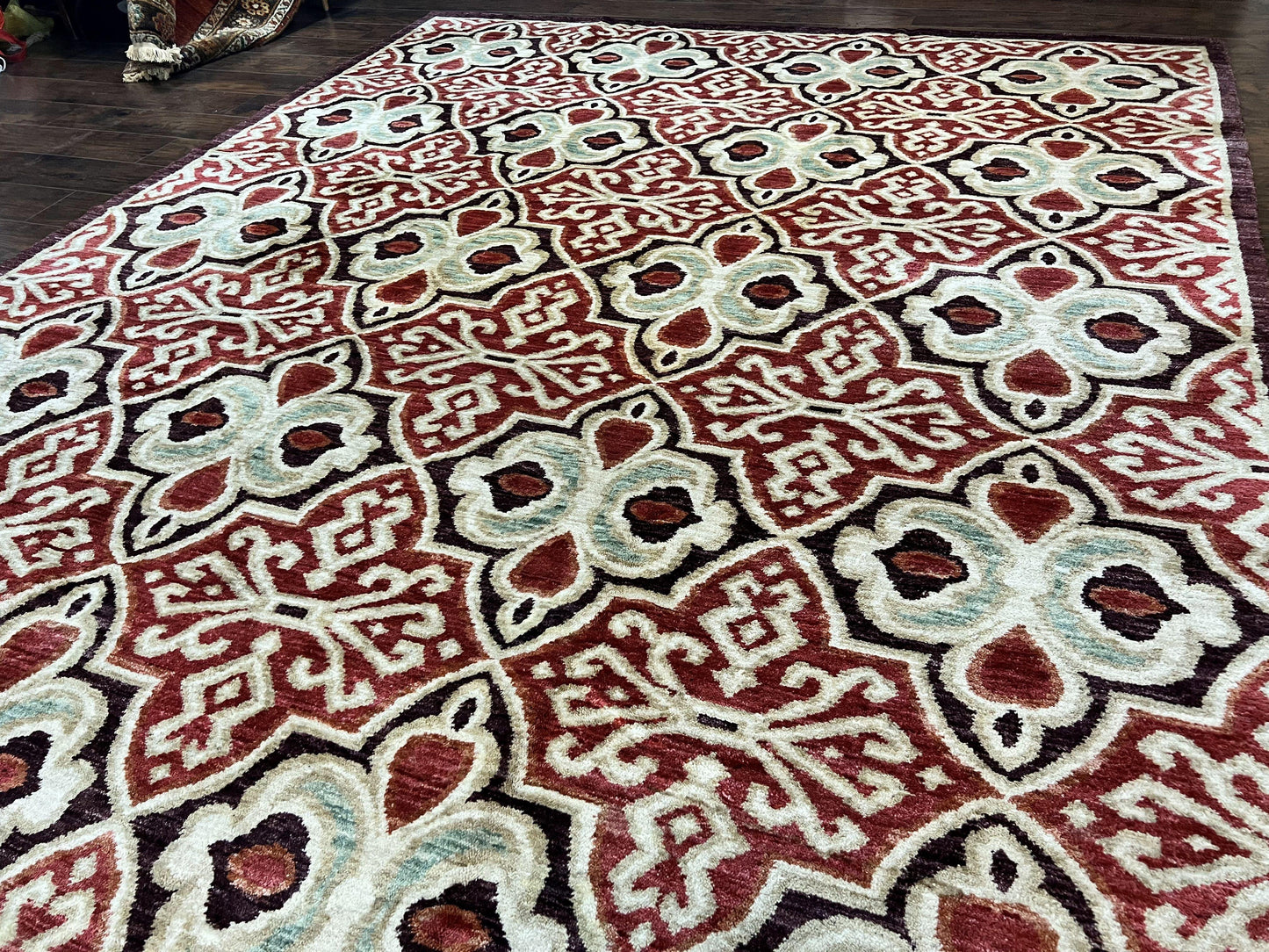 USED Portuguese Rug 9x12, Vintage Carpet, Handmade Wool Rug