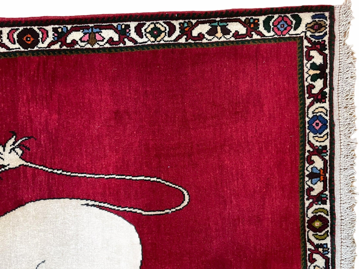 USED 4 X 6 Handmade Hand-Knotted Quality Wool Rug Zagros Lion Red Ivory Tribal Rug