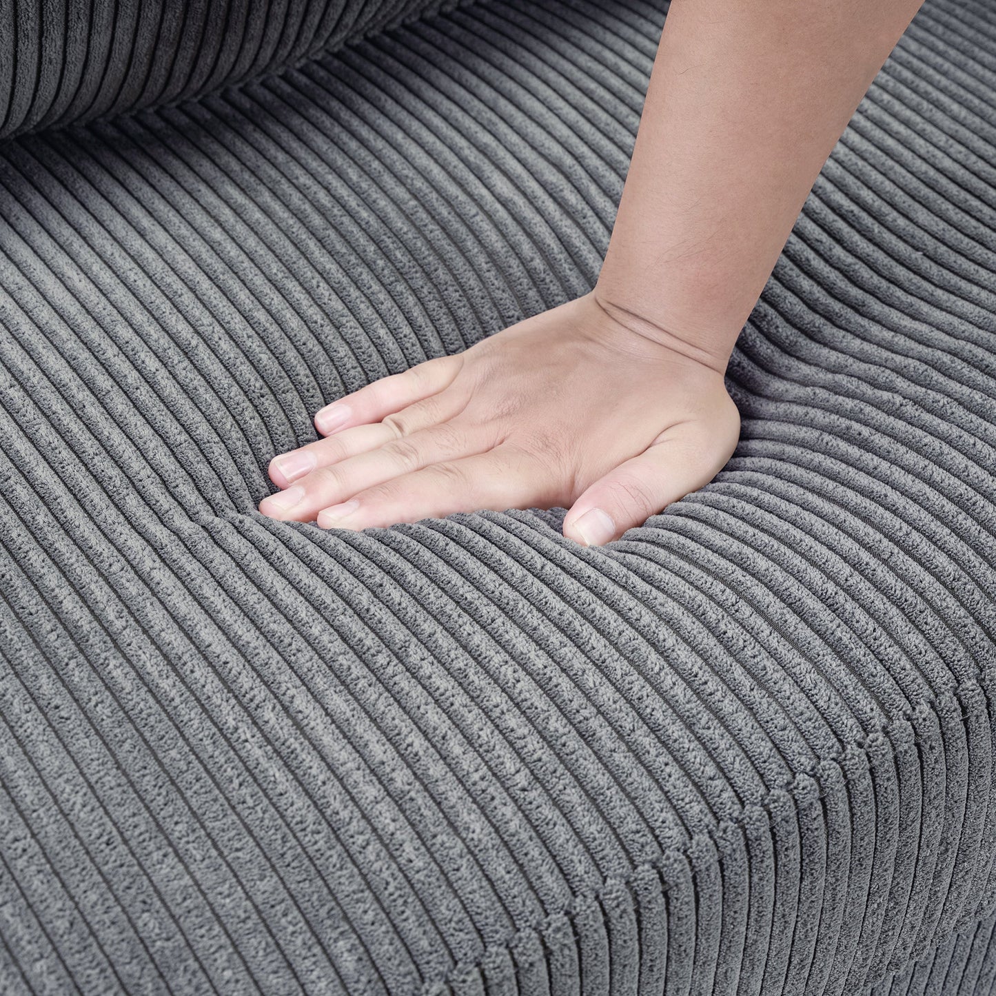 NEW Twin Size 47.2' Gray Corduroy Sleeper Loveseat Sofa Bed with Foldable Mattress USB Ports Side Table & Storage Pocket