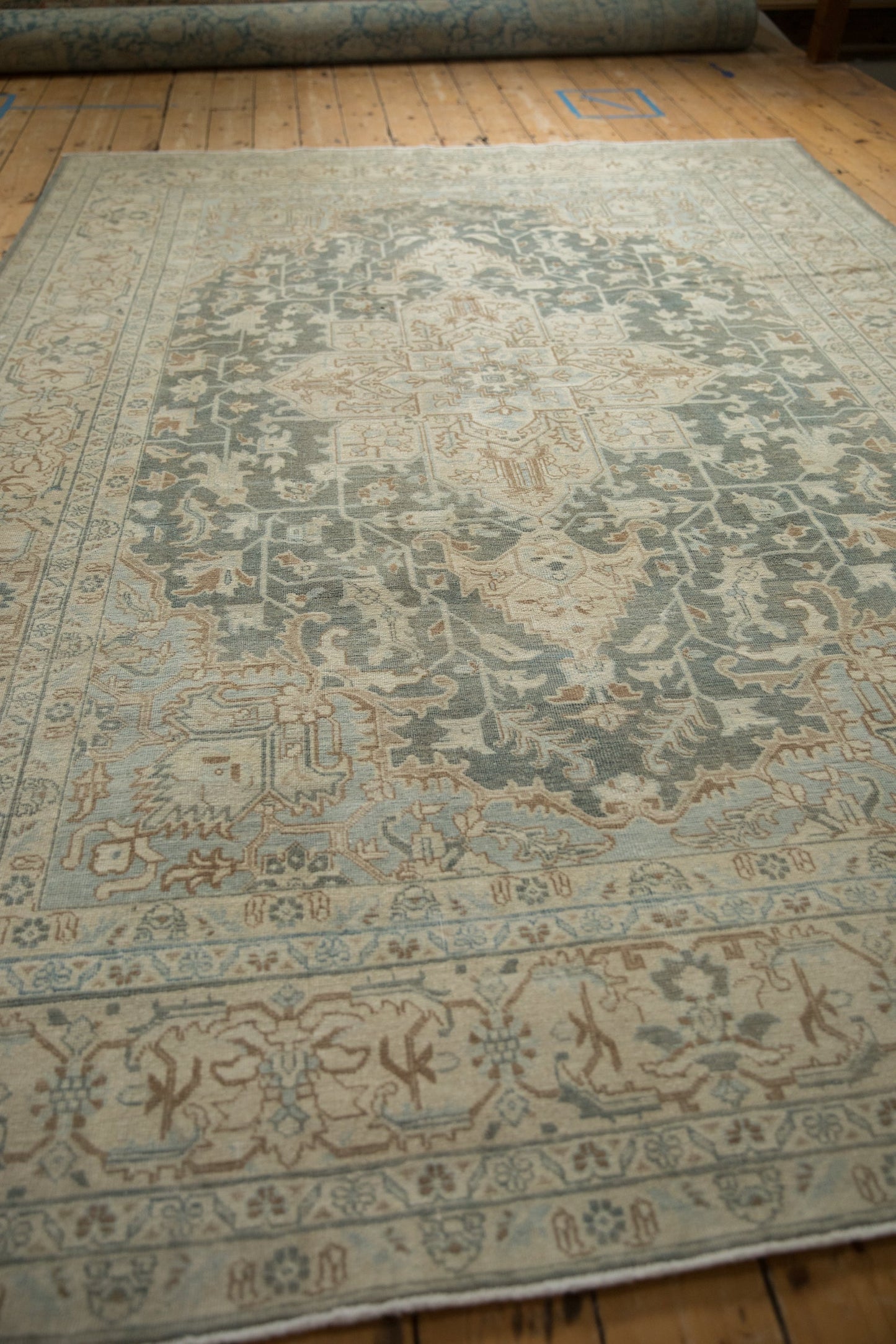 USED 7x10.5 Vintage Distressed Tabriz Carpet