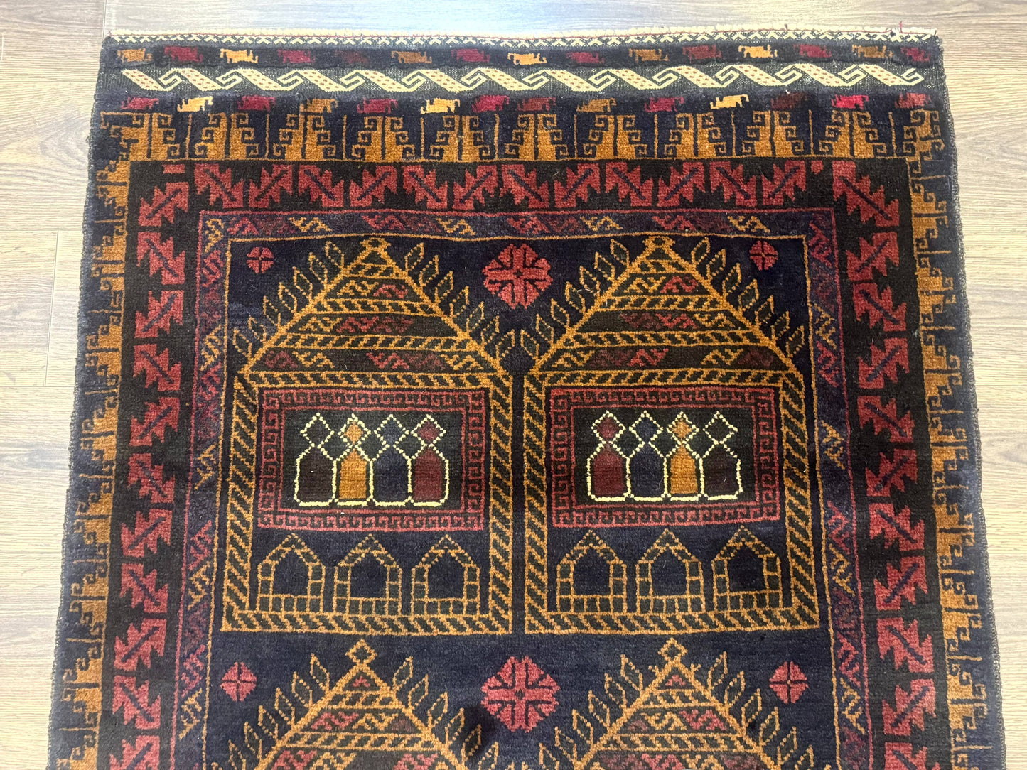 NEW Afghan Rug 3x7, Navy Blue, Tribal Rug, Balouch Carpet