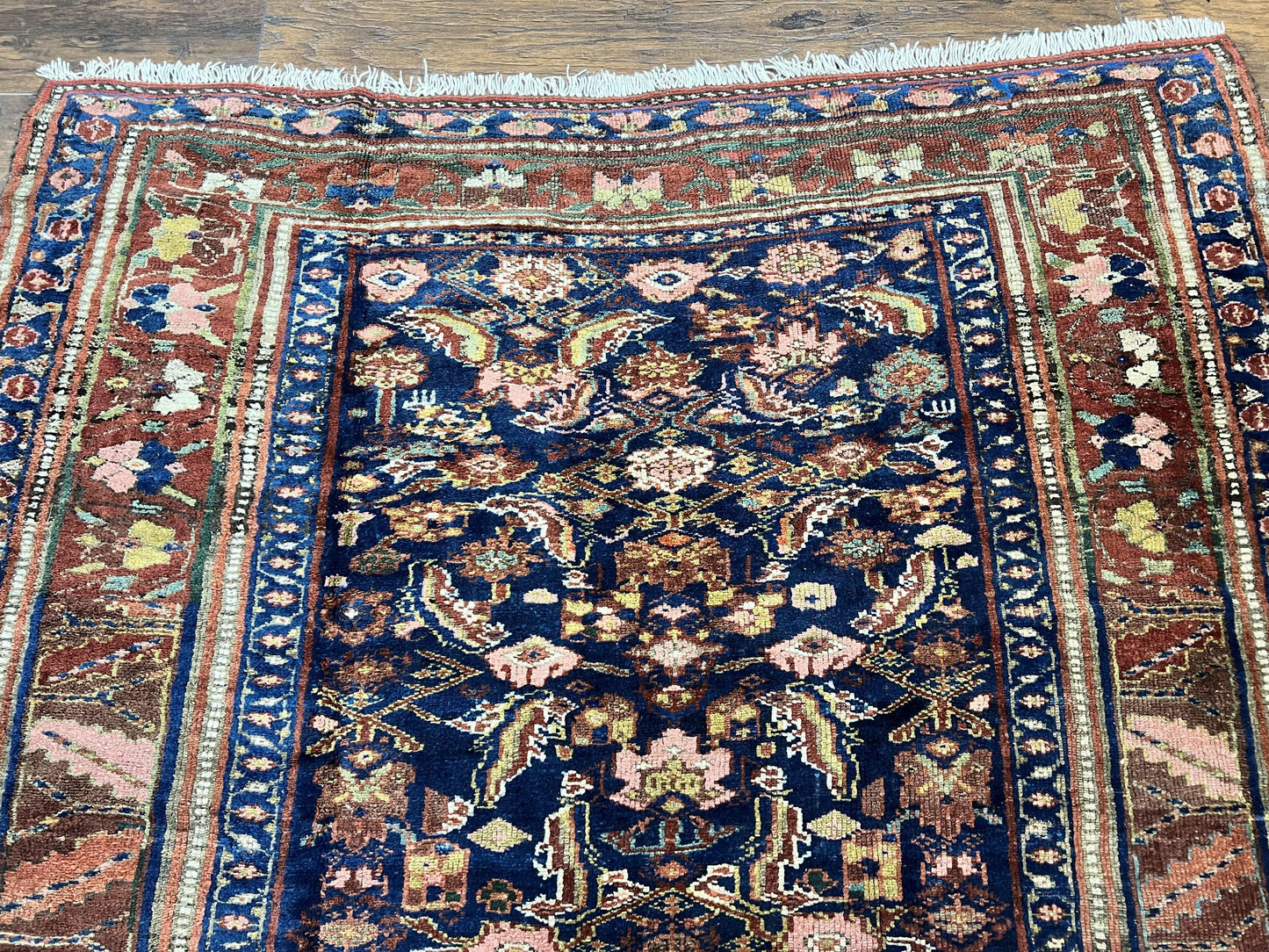 USED Caucasian Kalegy Rug 6x11, Wide Runner, Wool Hand Knotted Carpet, Navy Blue Tribal Rug, 1920s Antique Rug, 6 x 11 Oriental Carpet