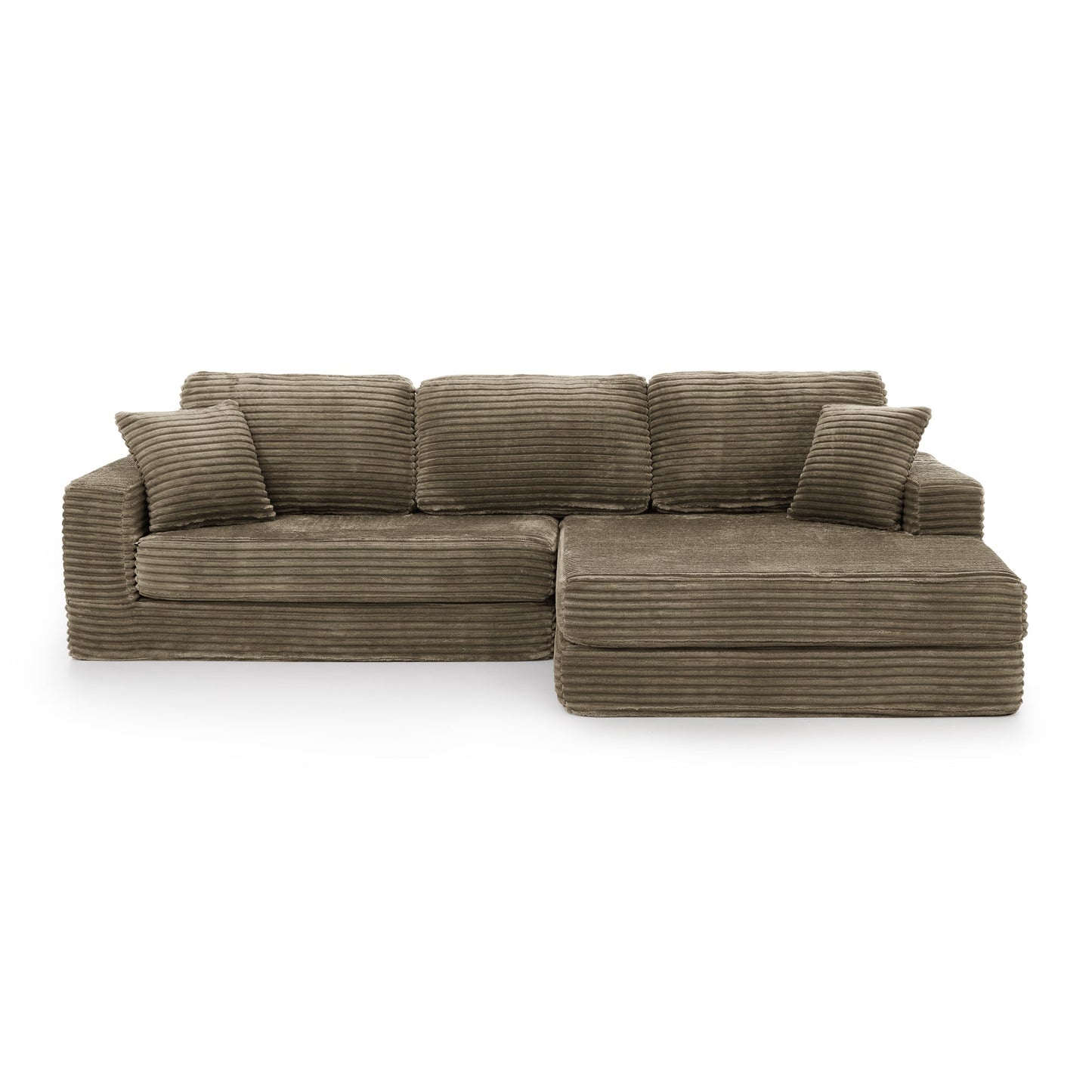 NEW Right sofa seat,L shape Modular Sectional Sofa, Compressed Sectional Sofa Modern Minimalist Style Corduroy Couch,Unfold into a bed, Bedroom, Comfy Compressed Sofa Couch Space-Efficient Design-Brown