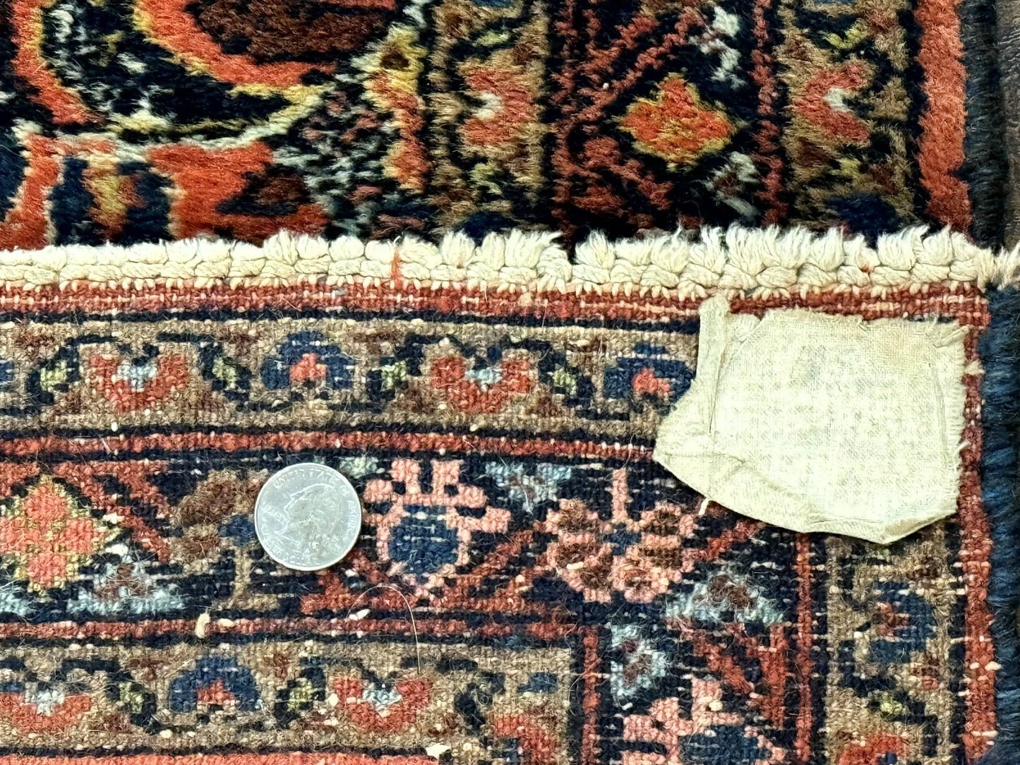 USED Antique Persian Lilihan Rug 2x4, Red, Floral, Wool, Handmade Lilian Persian Carpet