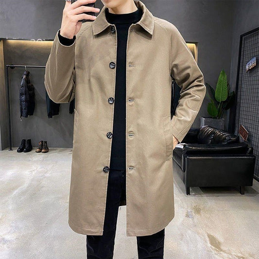 New Men's Mid-length Loose Skin Trench Casual Thin Coat