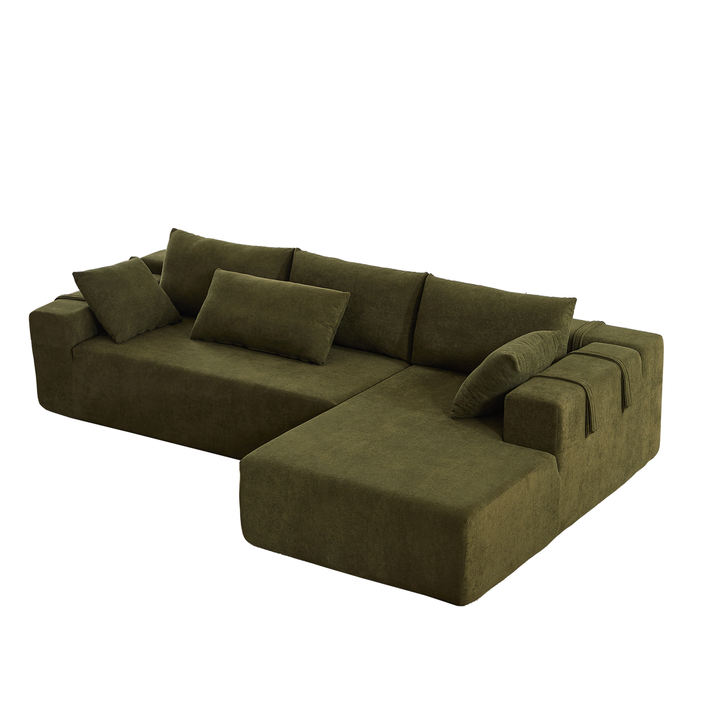 NEW Modern Chenille Upholstered Modular 108' L Shaped Sectional Free Combination Sofa Couch Set (Right Chaise)