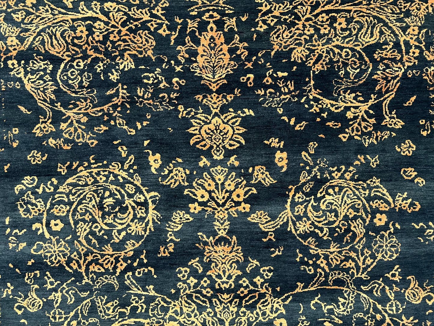 USED Area Rug 8x10 High Quality Handmade Oriental Carpet, Modern Contemporary Rug, Rug for Living Room, Wool Rug, Blue and Gold, Pakistani Rug