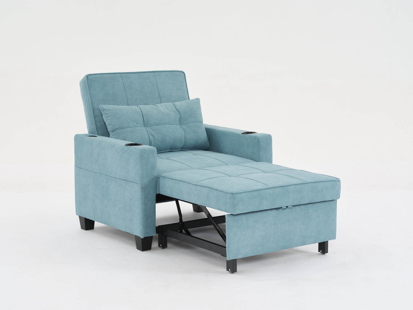 NEW Green Scratch Cloth Futon Chair Bed Convertible 3-in-1 Pull Out Sleeper Bed with USB Port