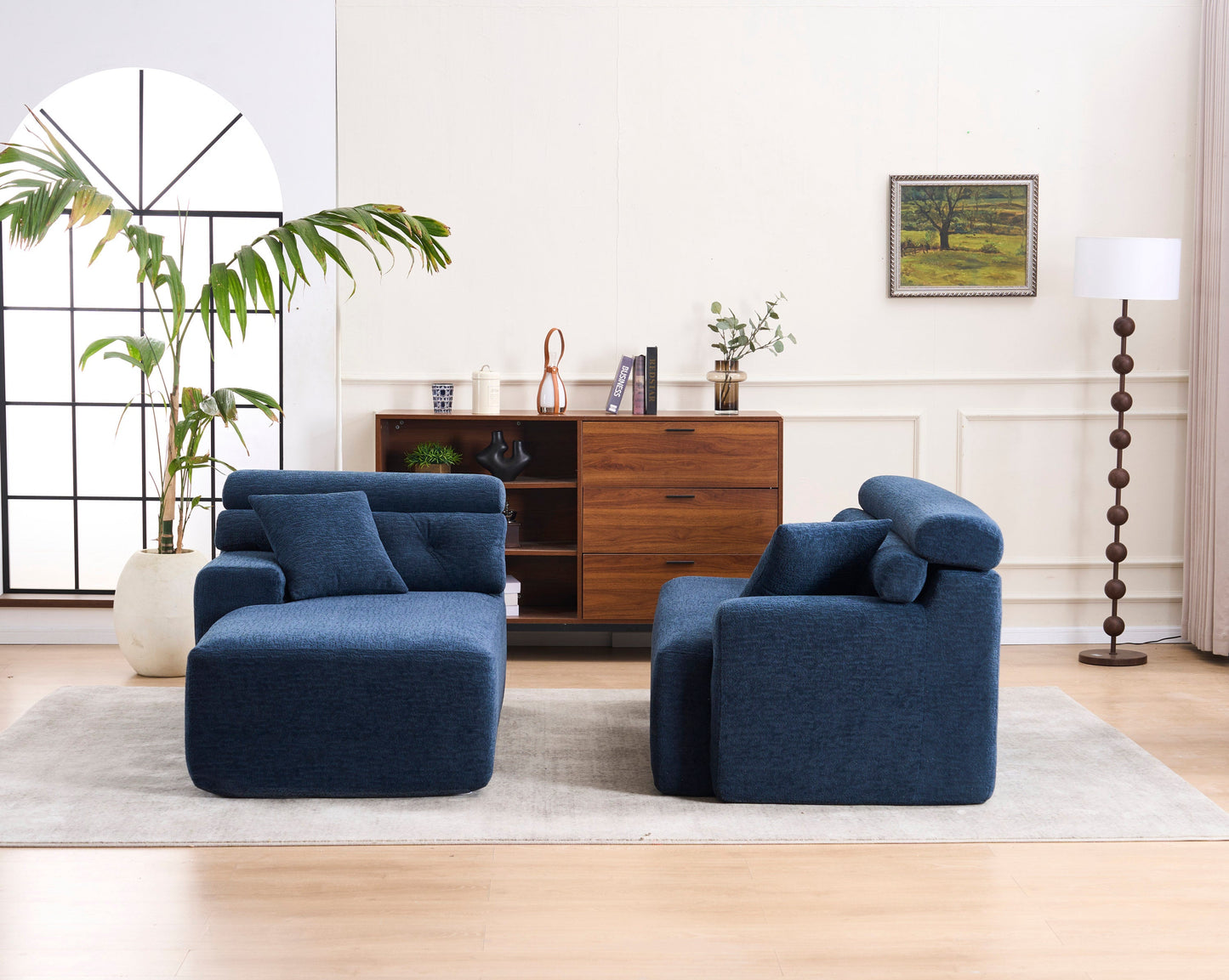 NEW 105'' Blue Cloud Sectional Couch with L-Shape Chaise Modern Modular Deep Seat Boneless Sofa