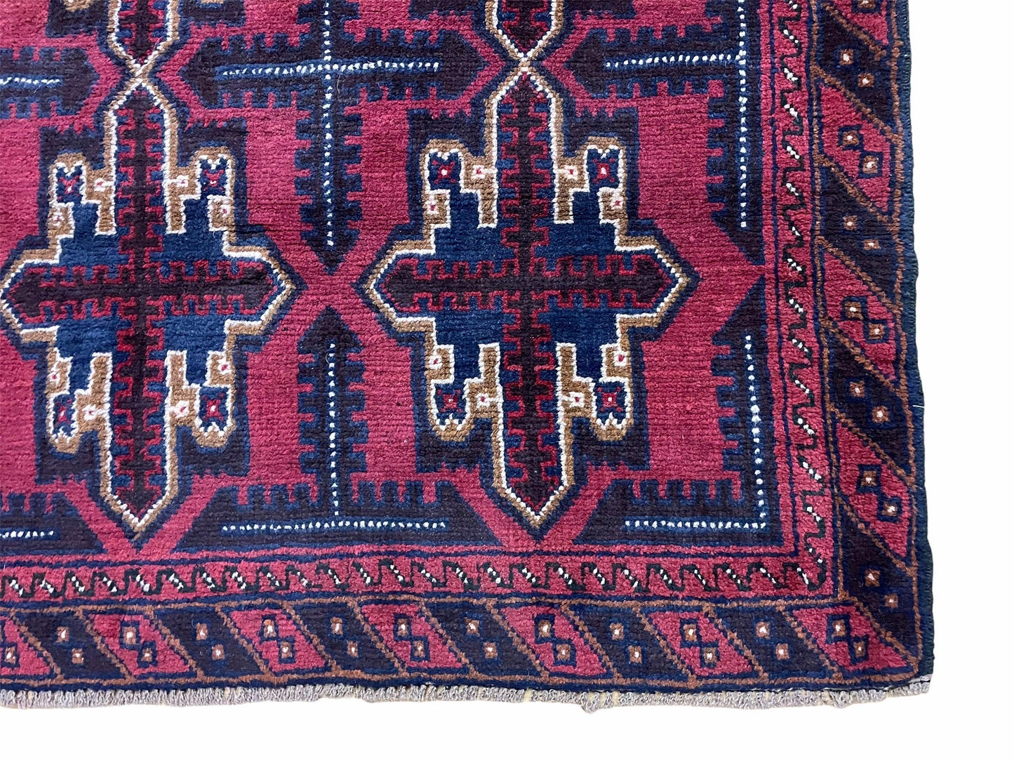 USED 3X5 Vintage Handmade Tribal Wool Rug Balouchi Rug Afghan Rug Red Beige Blue Nice
