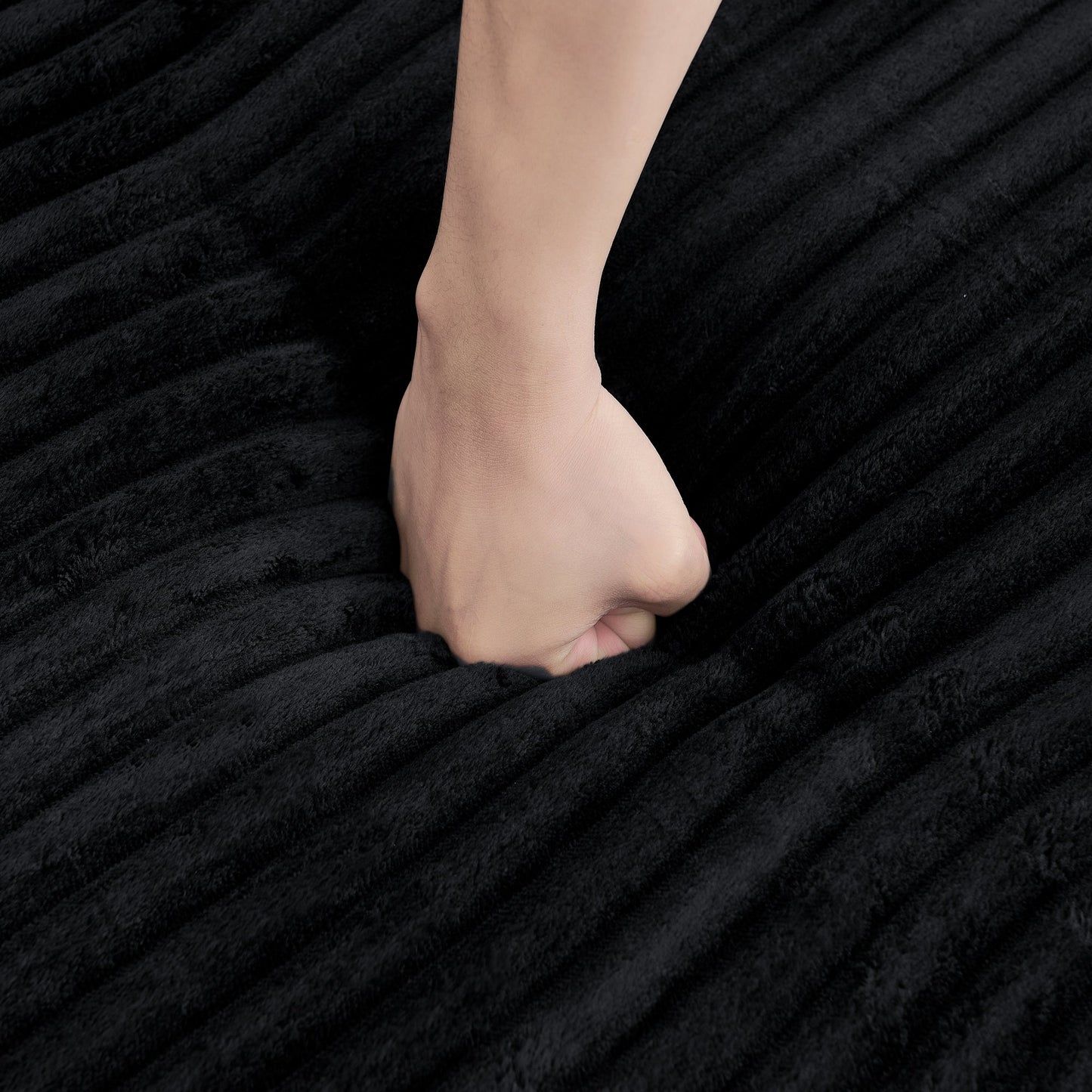 NEW Modern Minimalist L-Shape Modular Sectional Sofa Bed with Corduroy Fabric in Black