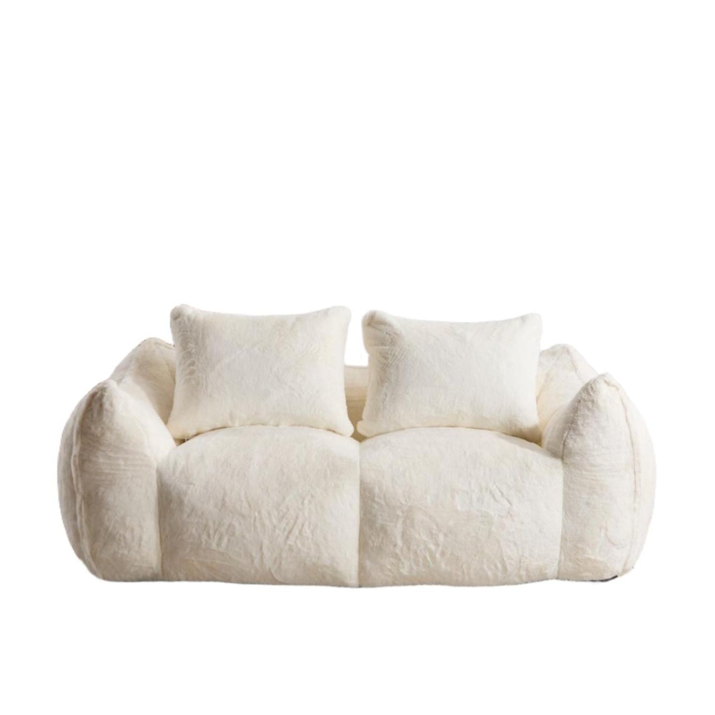NEW Giant Bean Bag Couch for Adults, Ultra Soft Fluffy Loveseat Bean Bag Sofa, Oversized Chase Lounge Chair Indoor for Living Room Bedroom, No Assembly Required Cozy Reading Chair with Pillows, White