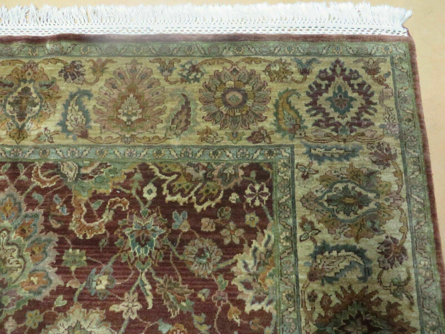 USED 6' X 9' Handmade India Floral Oriental Wool Rug Carpet Tea Wash Red Hand Knotted