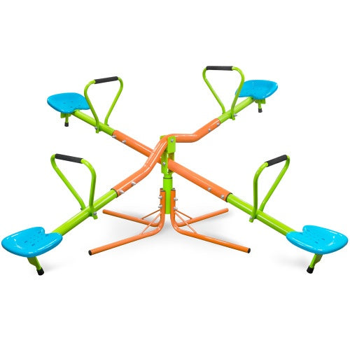 NEW 
NEW XSS004 Outdoor Kids 3+ Steel Frame Playground Four-seater Seesaw For Children 360 Degree Rotation