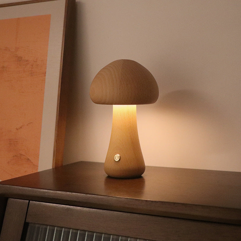 NEW INS Wooden Cute Mushroom LED Night Light With Touch Switch  Bedside Table Lamp For Bedroom Children's Room Sleeping Night Lamps Home Decor