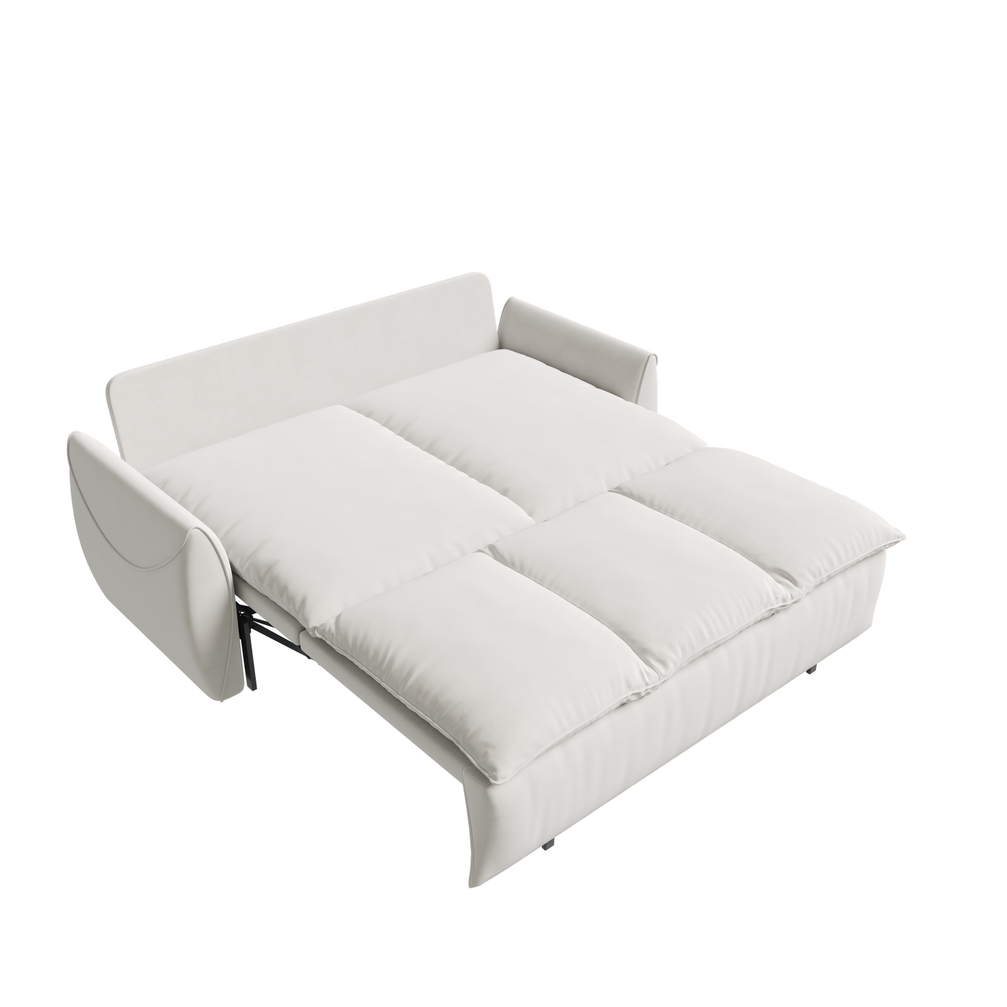 NEW 70.9' Beige Multi-Functional Velvet Loveseat Pull Out Sofa Bed 3-Seat Convertible Sleeper Couch with 2-in-1 Pillow and Blanket Set