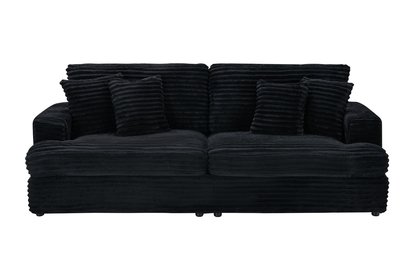 NEW 79.3 'long, corduroy sofa with 4 matching pillows, stylish design spacious and comfortable 3-seater sofa suitable for modern living room, black