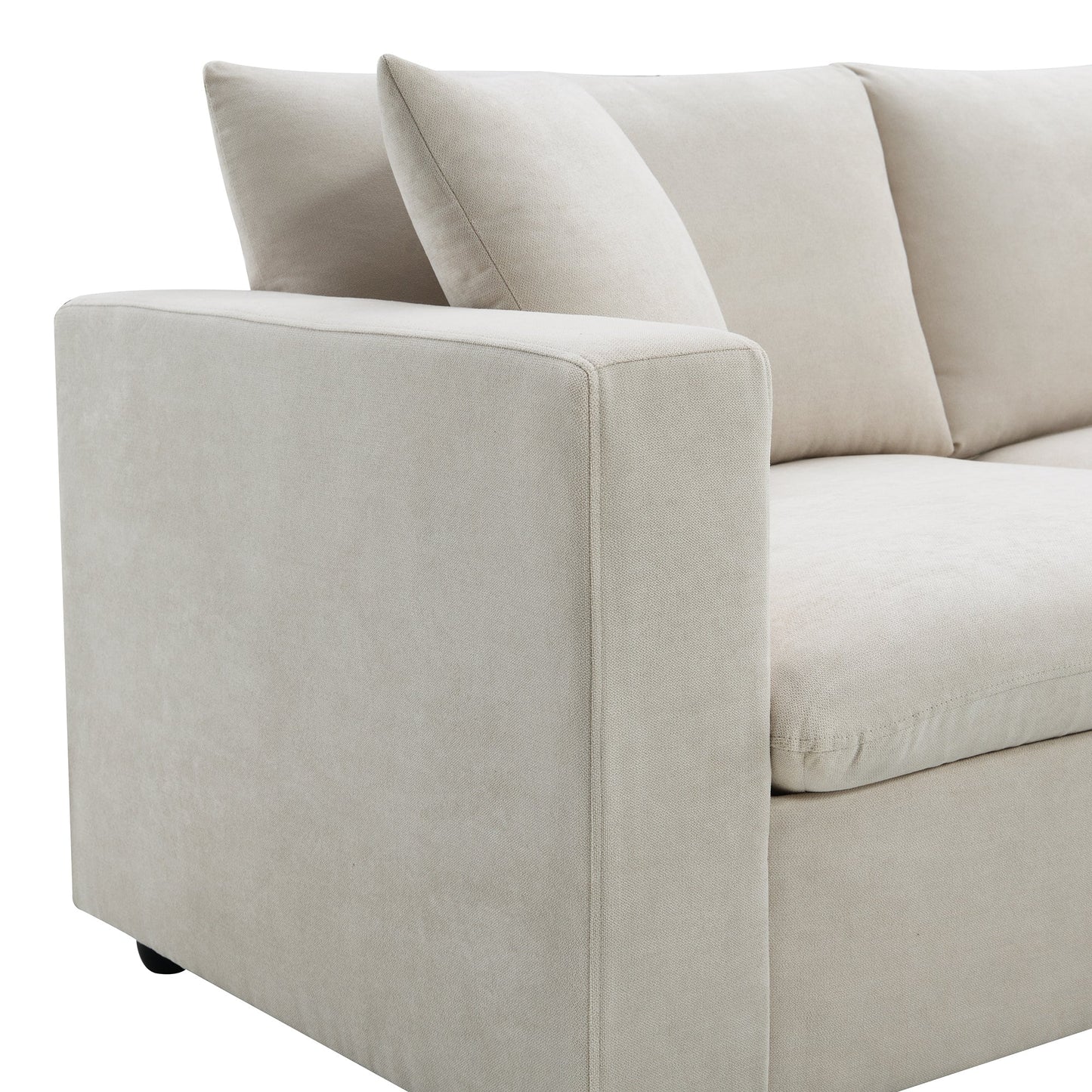 NEW Modern Sectional Sofa with Movable Ottoman and Throw Pillows