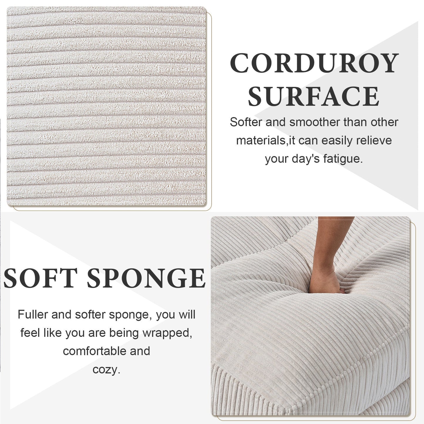 NEW Modern White Corduroy Modular Oversized U-shaped Convertible L-shaped Sectional Sofa Set with Pillow and Footstool