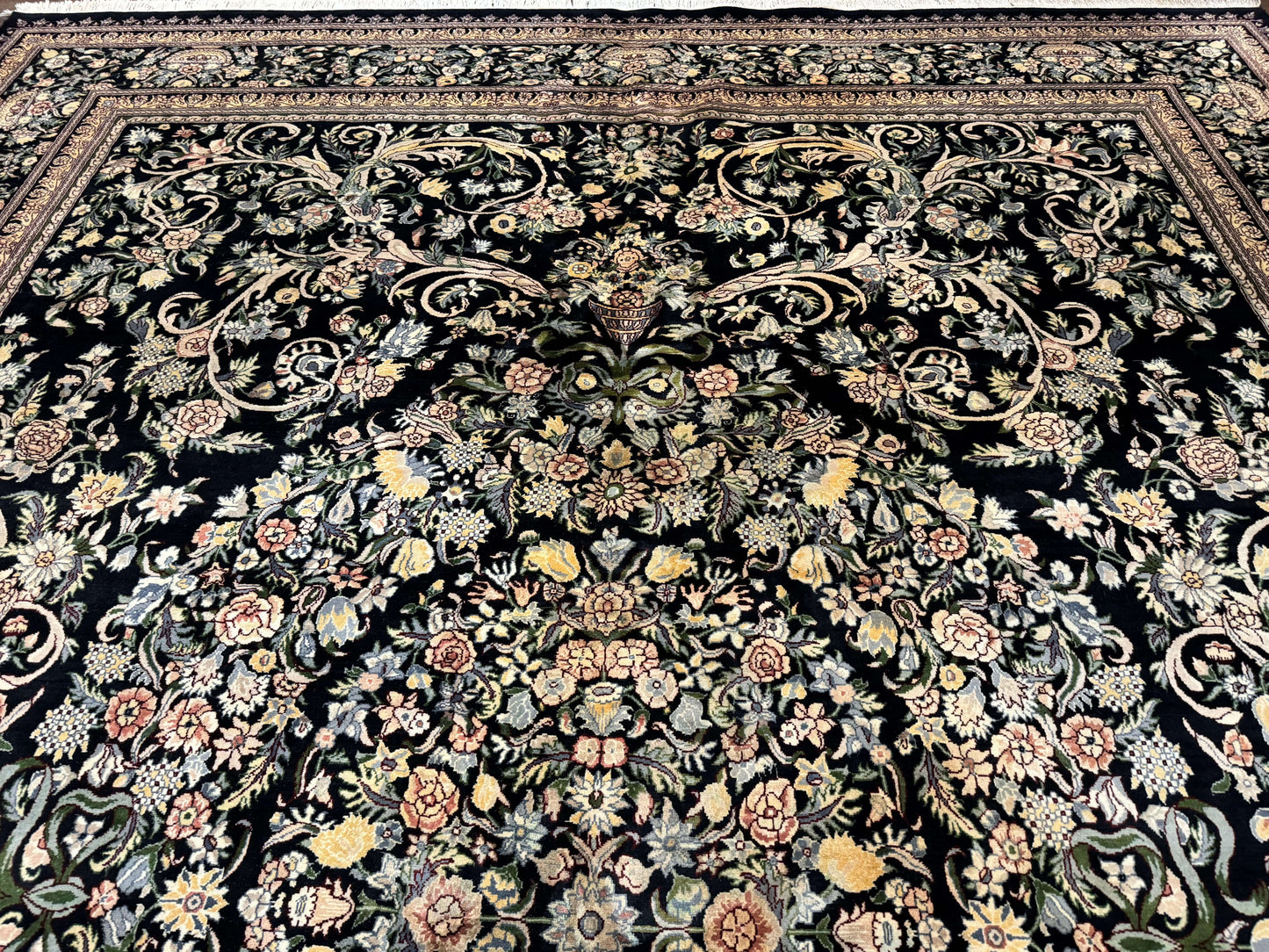 USED Pak Persian Rug 10x14, Elegant Floral Carpet, Fine 225 KPSI