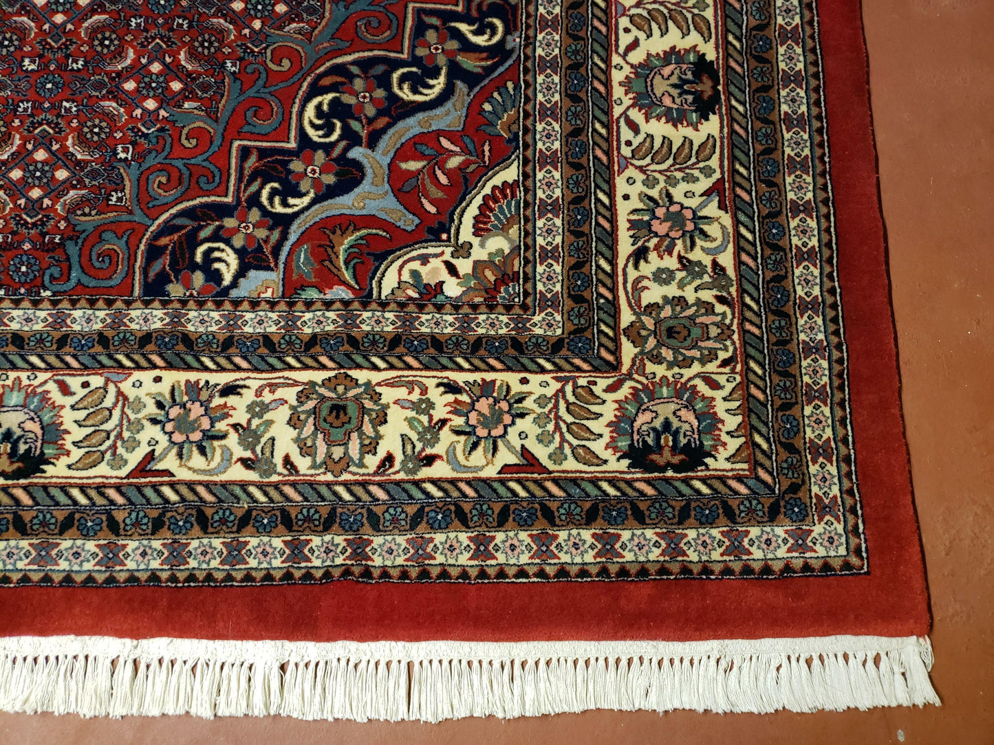 USED Indian Rug 9x12 Red Indo Bidjar Rug 9x12 Vintage Rug Allover Pattern Medallion Rug Wool Rug Nice Persian Design