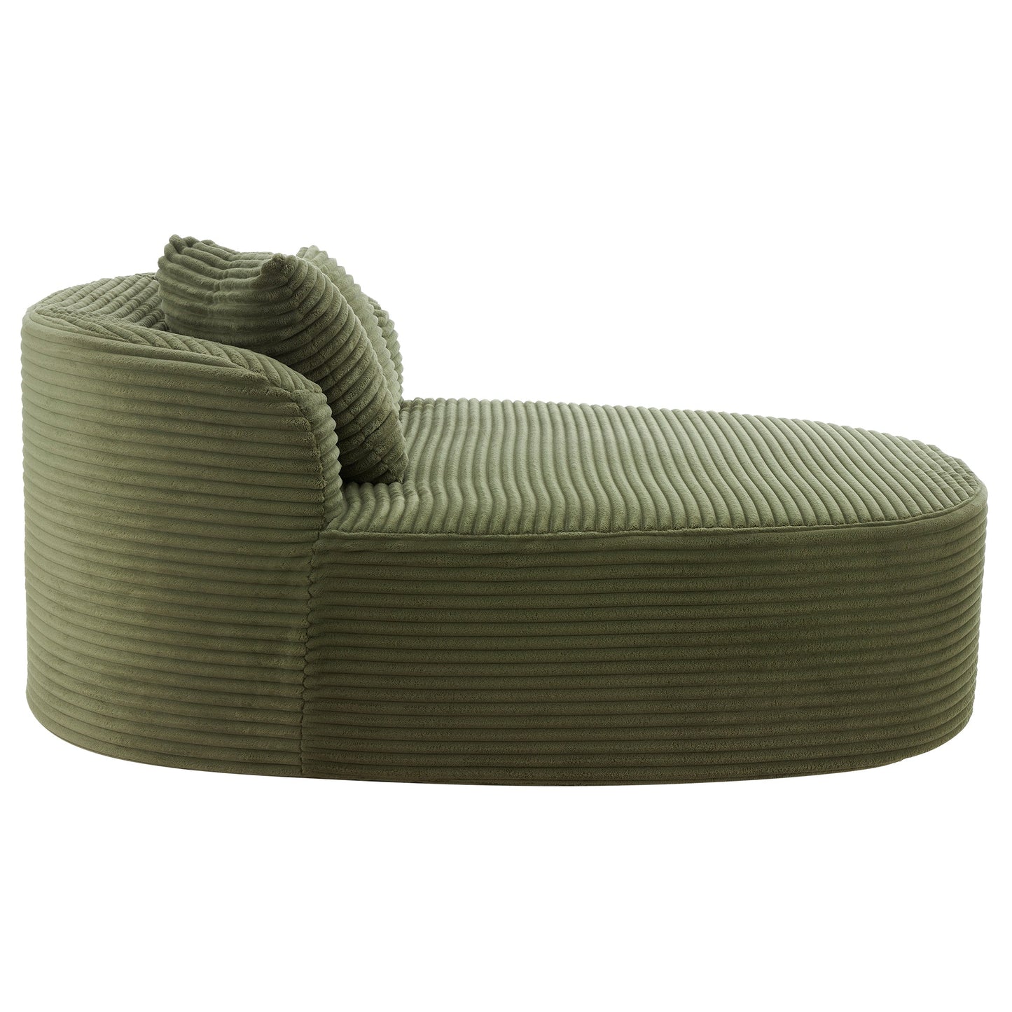 NEW Modern Green Corduroy Chaise Lounge Sofa Bed Boneless Couch with Two Supportive Pillows
