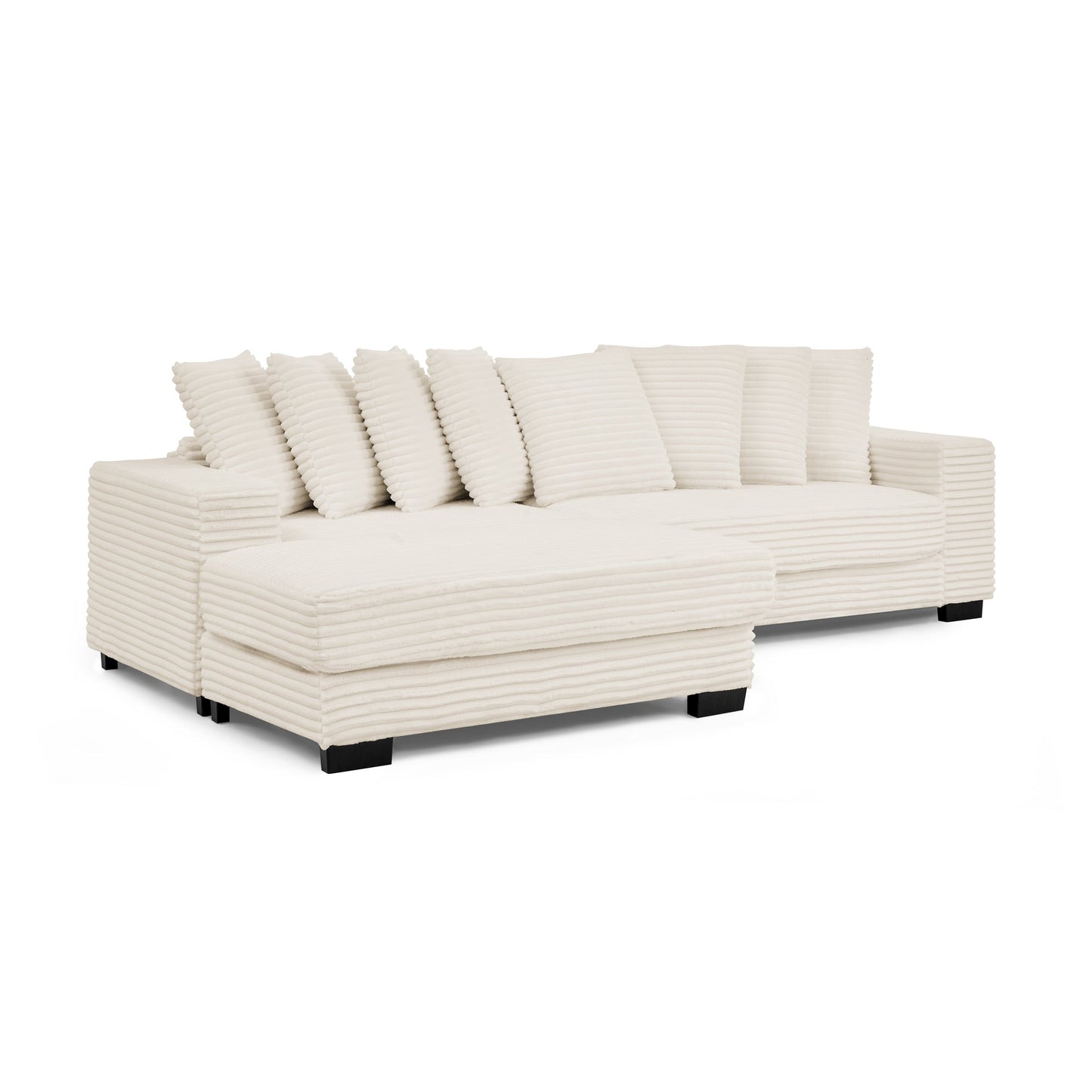 NEW Corduroy Tufted Upholstered Sleeper Sectional Sofa, L-Shaped Modular Convertible Sofa , Can freely change the position of the footrests-Beige(Assembly is required)