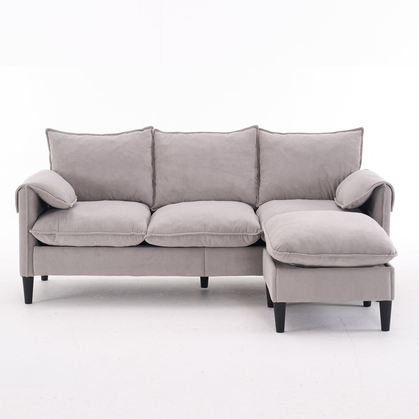 NEW Beige Convertible Combination L-Shaped Sofa with Footstools Storage
