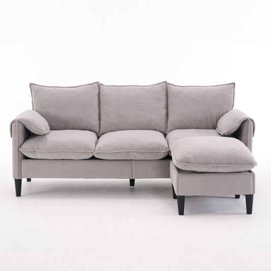 NEW Beige Convertible Combination L-Shaped Sofa with Footstools Storage