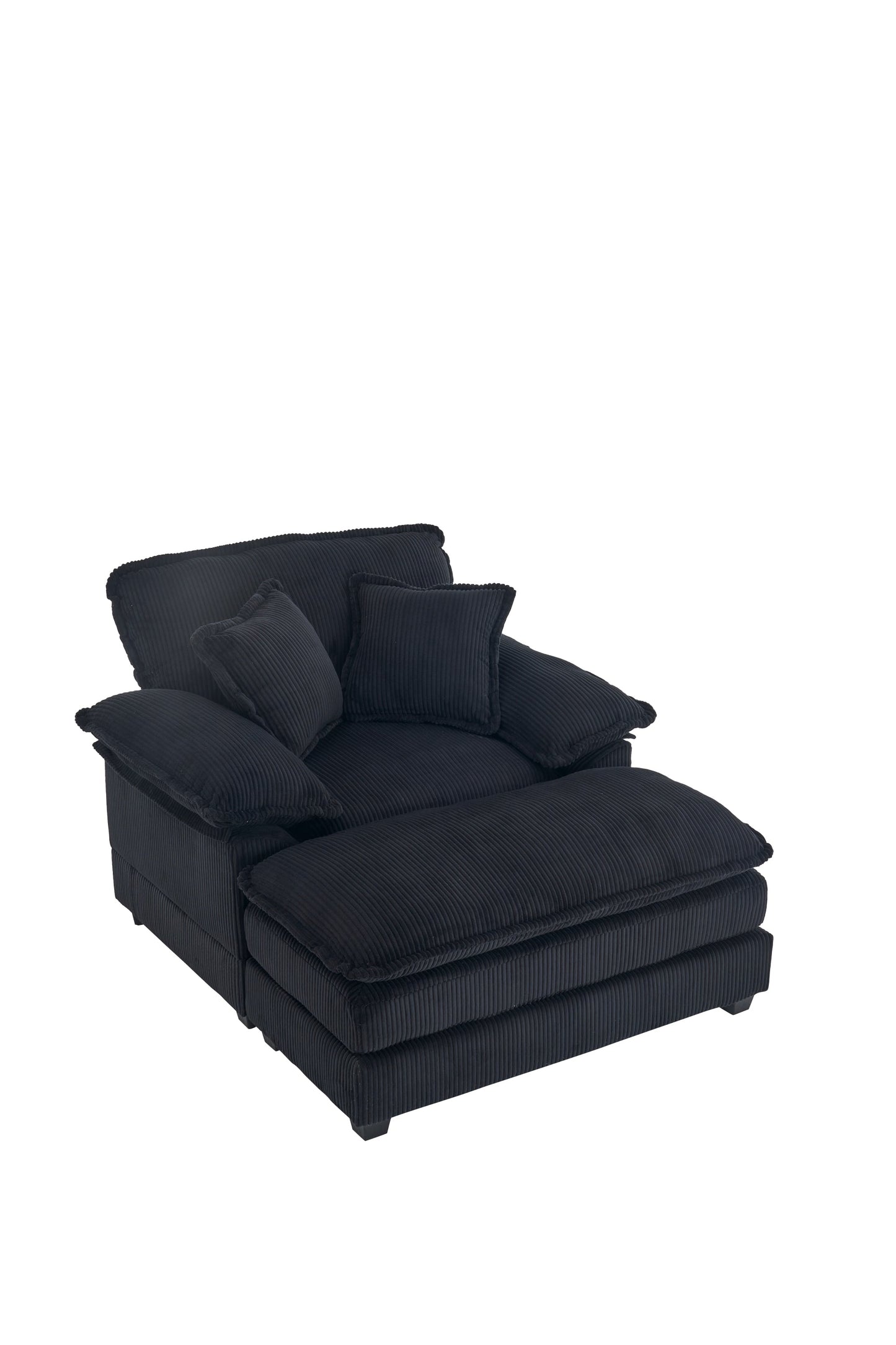 NEW 56.3 Inch Corduroy single sofa With  2 toss pillows and a ottoman ,Comfy Sofa- Deep Seat Couch for Living Room