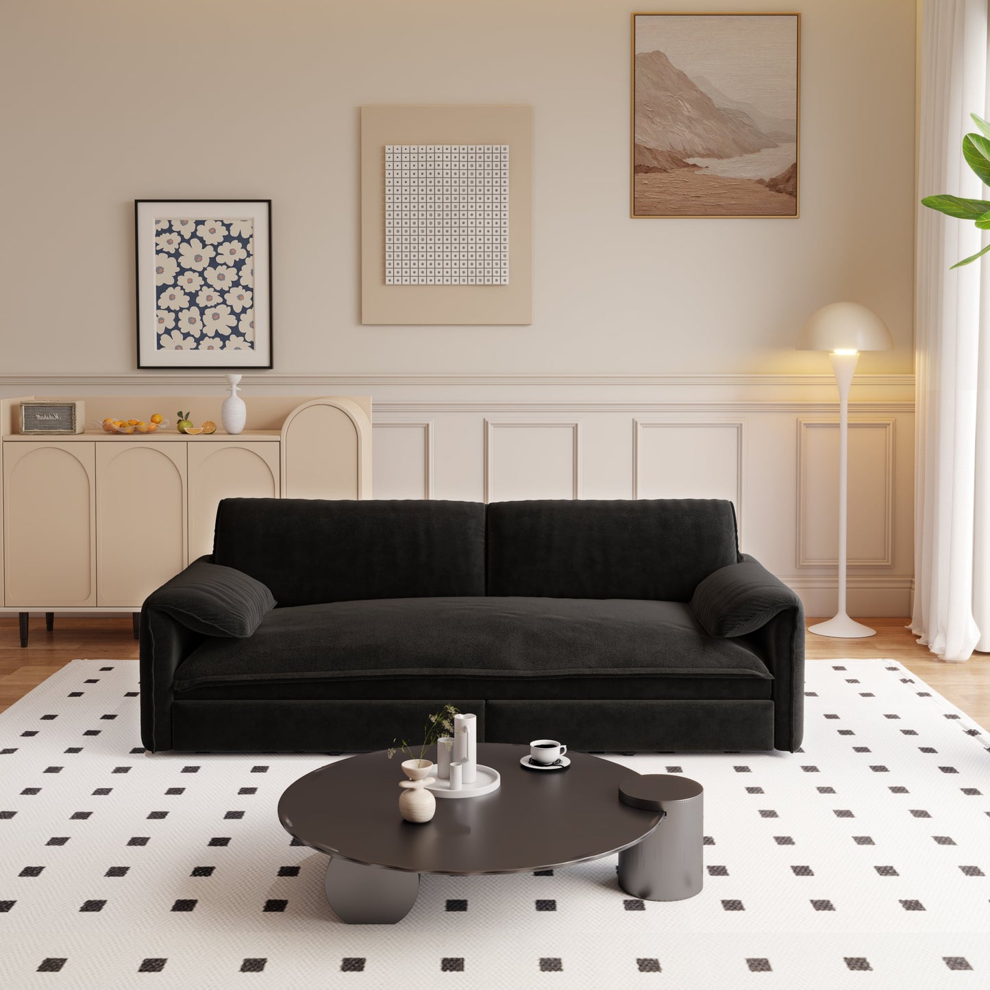 NEW 66' Queen Pull Out Sofa Bed, 3-in-1 Convertible Sleeper Sofa with Side Storage,Multi-Functional Velvet Loveseat Bed for Living Room,Bedroom,Apartment,Office.(Old Sku:W1885P214784;New Sku:W1885S00222)