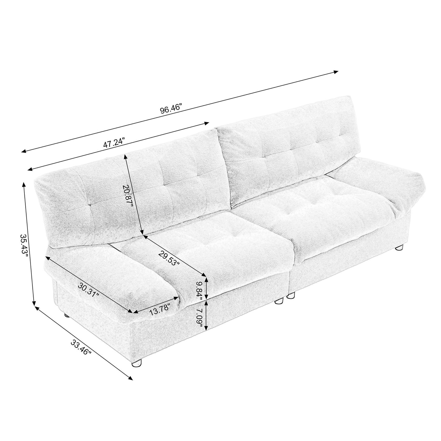 NEW Cloud Style Teddy Velvet Fabric Comfy Padded Sofa Couch