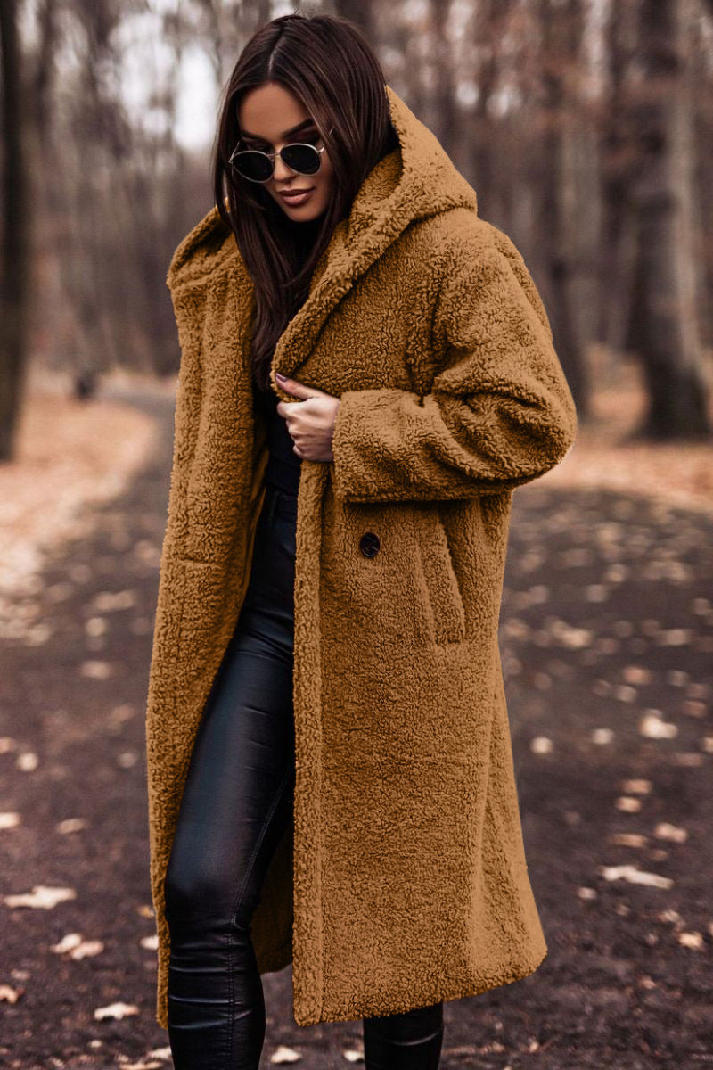 New Autumn Winter Fashion Elegant Long Coat Woman Plush Warm Faux Fleece Coat Women Teddy Jacket Female Teddy Coat Outwear Ladies