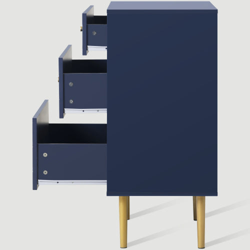 NEW Solid Wood Navy Blue Bedside Table Nightstand