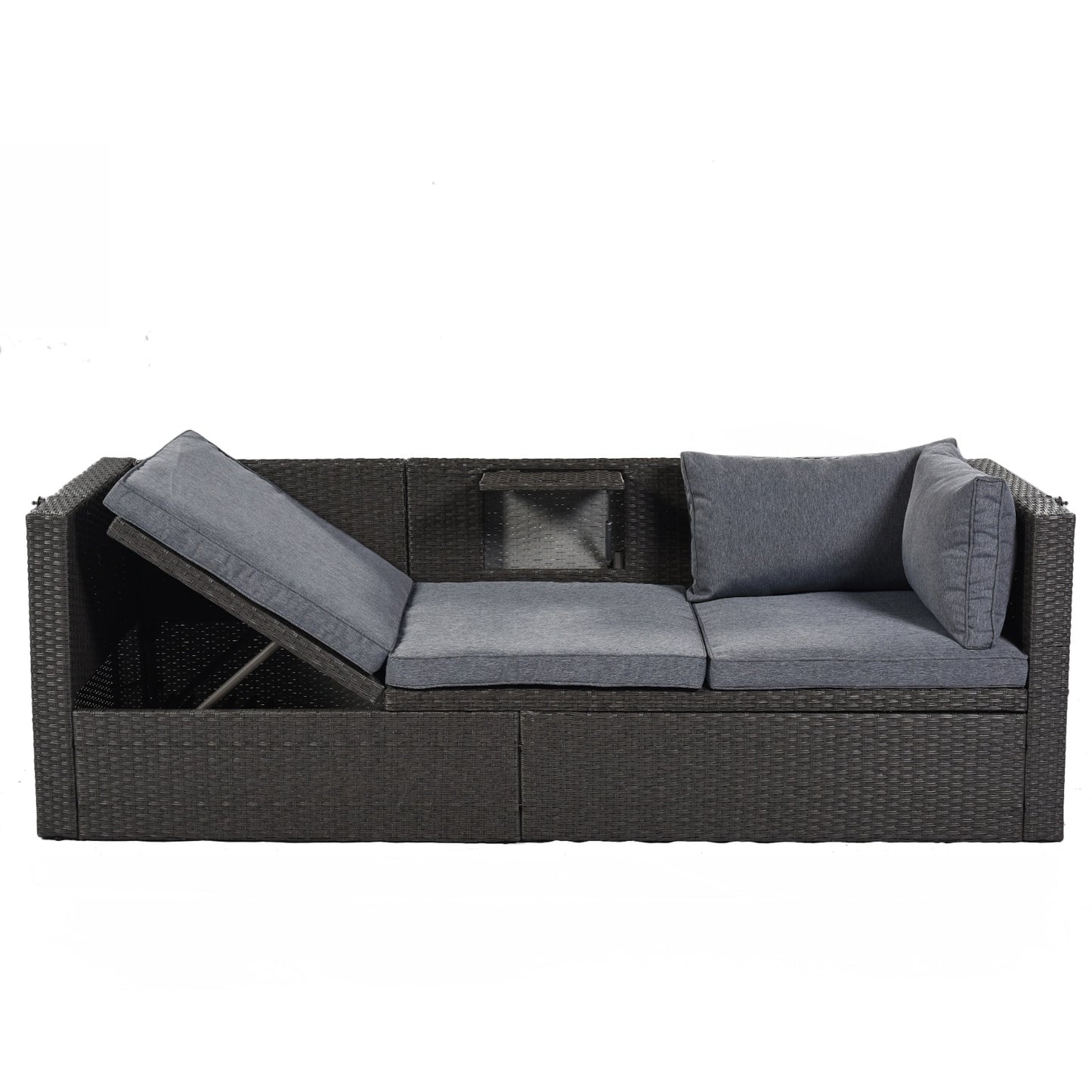 NEW U Style Rattan Wicker Sectional Sofa Seating Outdoor Patio Rectangle Daybed With Canopy