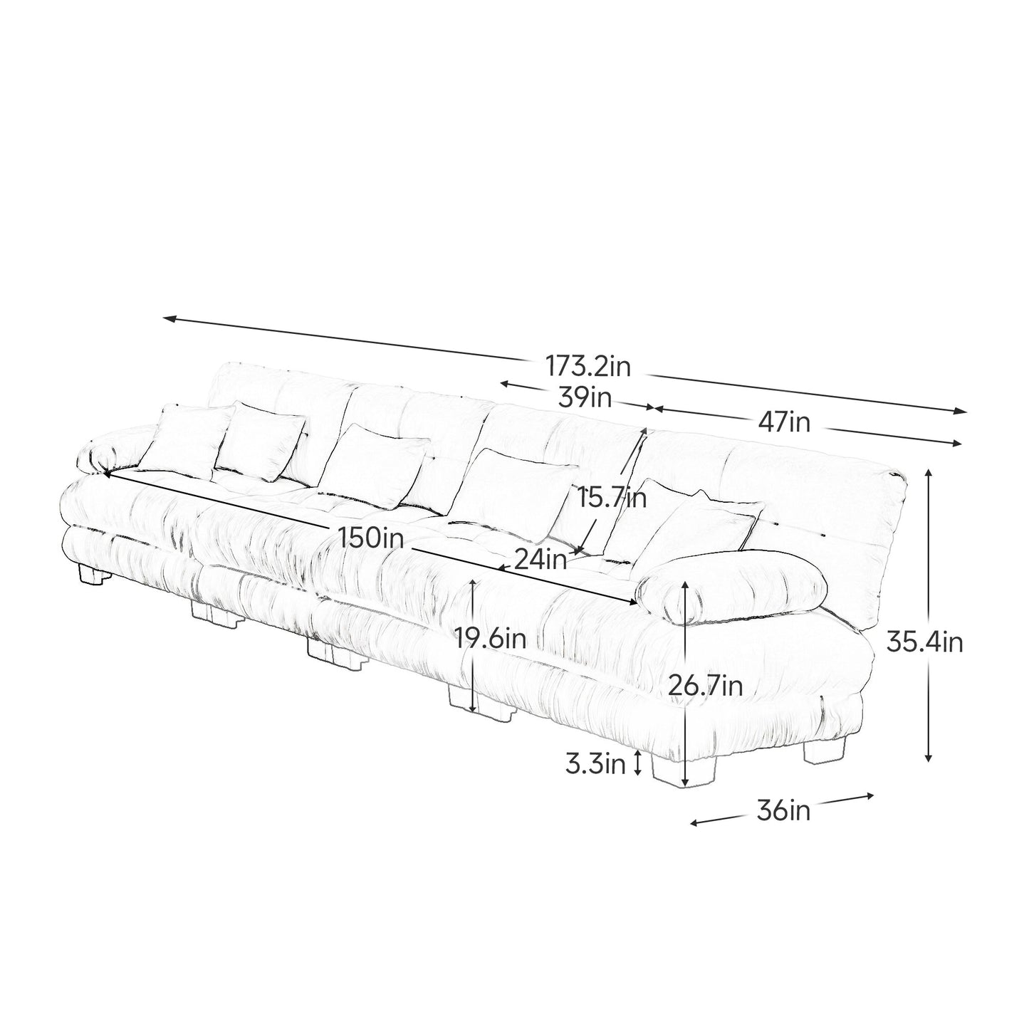 NEW Light Coffee Chenille Comfy Upholstered 4-Seater Sectional Sofa Modular Deep Seat Sofa Couch