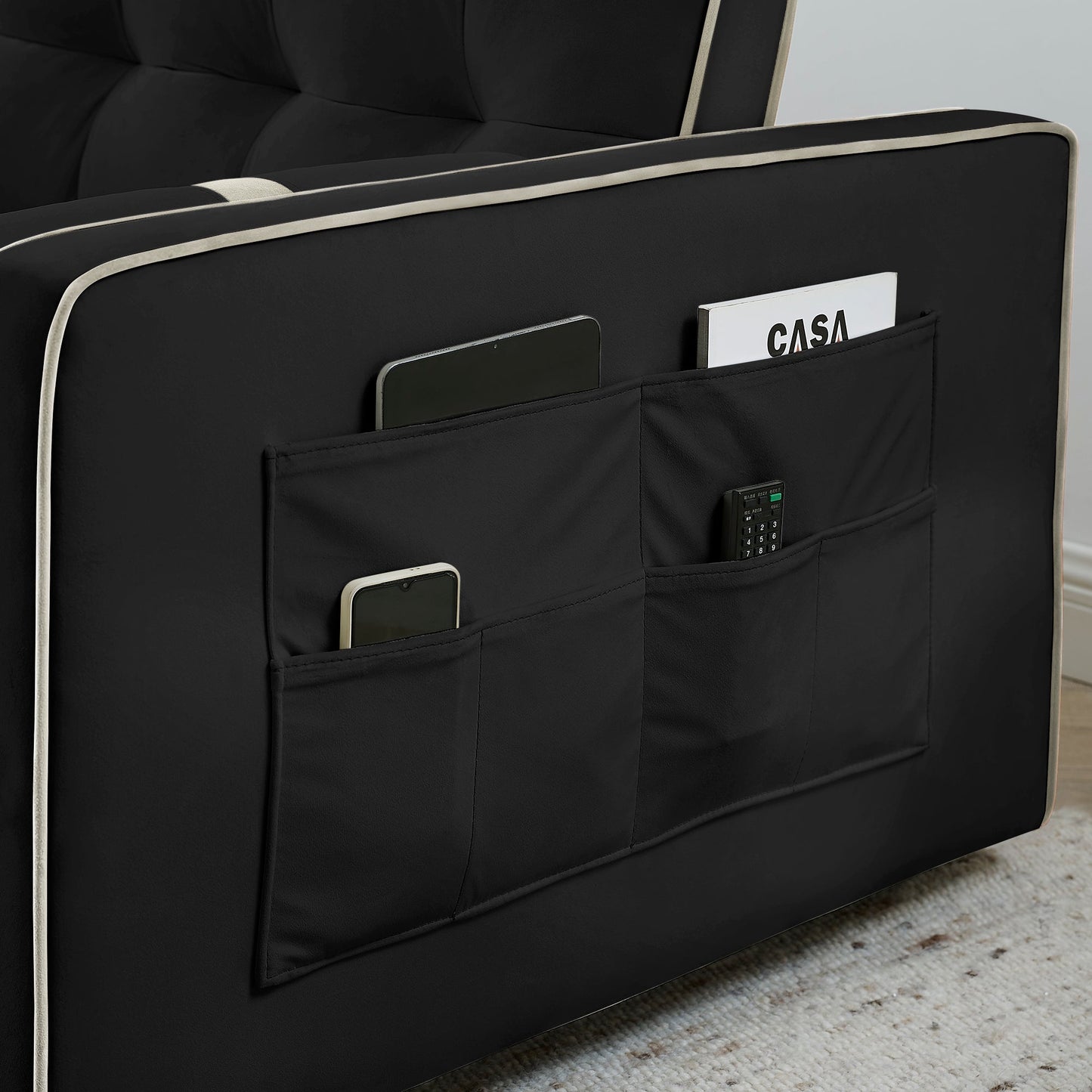 NEW Modern 55.5' Pull Out Sleep Sofa Bed 2 Seater Loveseat Sofa Couch with Side Pockets Adjustable Backrest and Lumbar Pillows