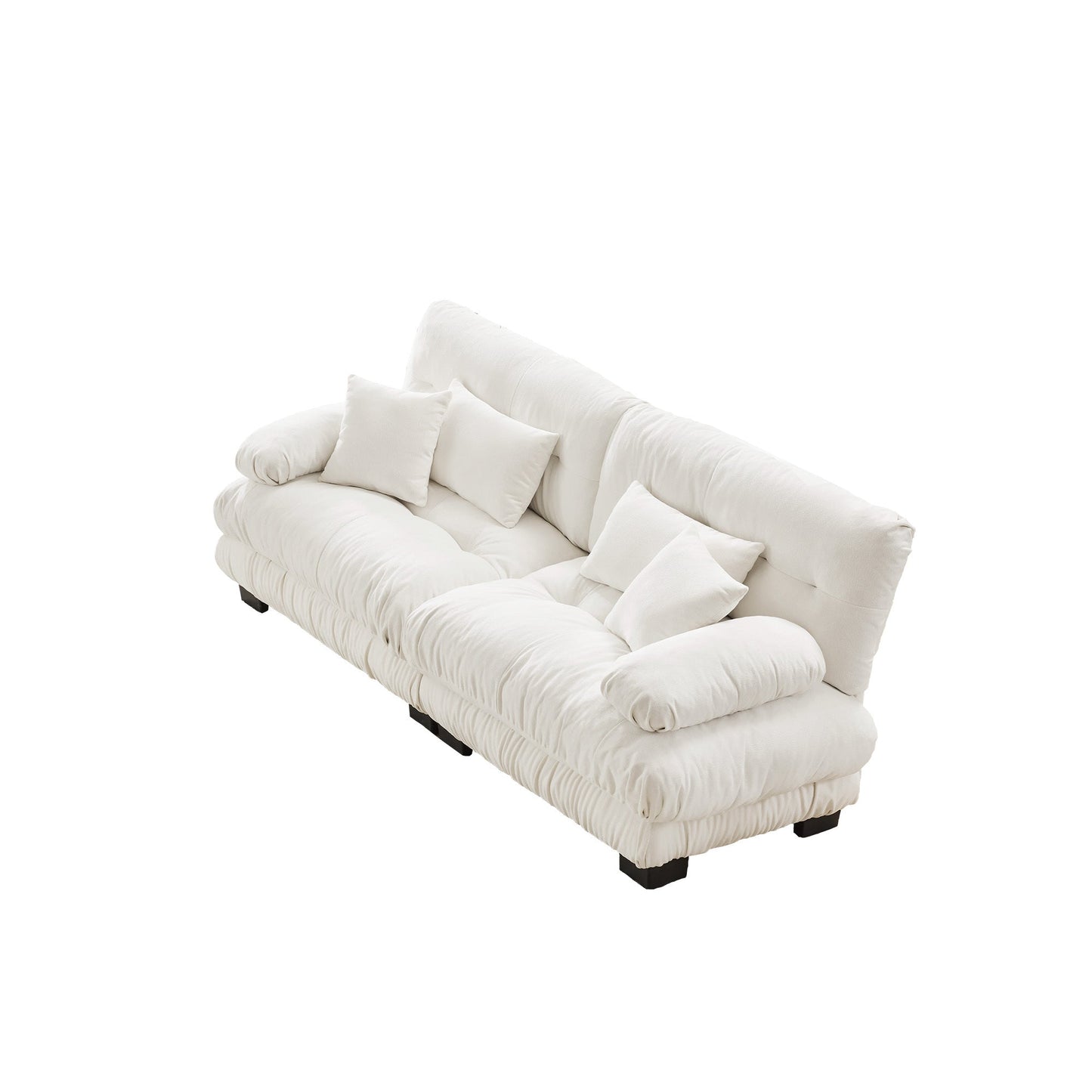 NEW Chenille White Cloud Couch 2 Seater Loveseat Sofa with 2 Lumbar Pillows and 2 Throw Pillows
