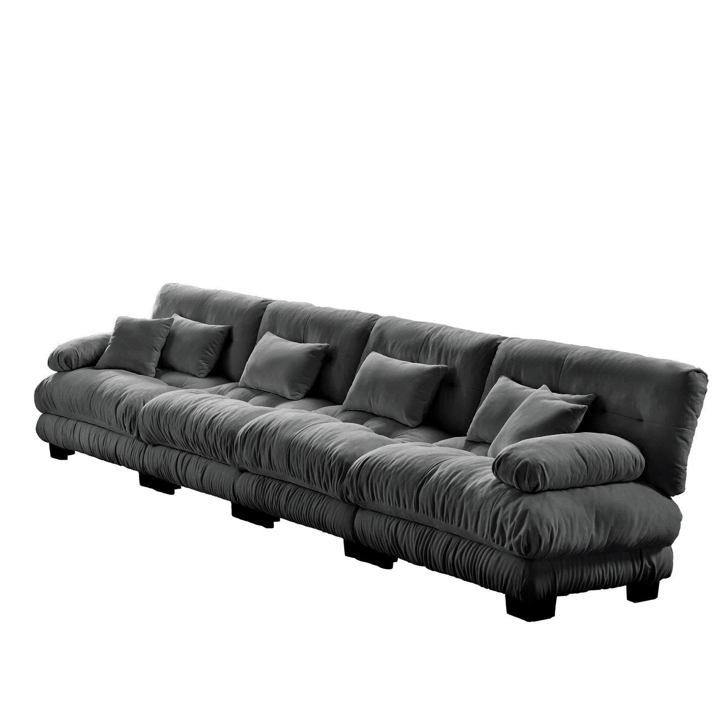 NEW 4-Seater Sectional Sofa Modular Deep Seat Sofa Couch , Chenille Sofa Comfy Upholstered Sofa for Living Room, Apartment, Studio, Office,Chenille Gray