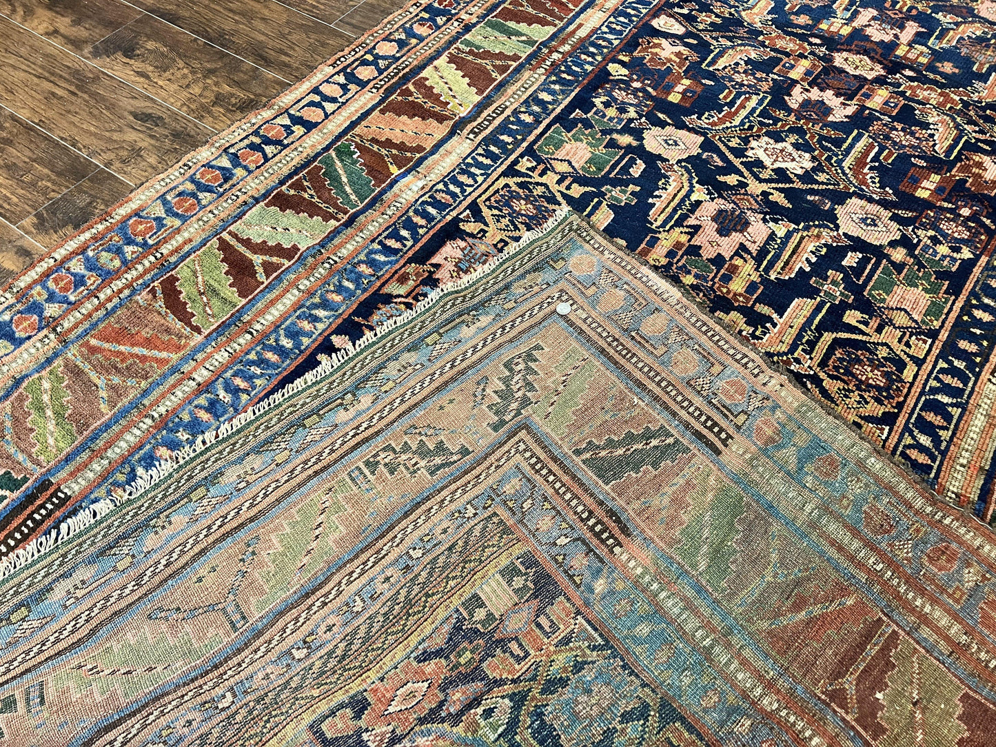 USED Caucasian Kalegy Rug 6x11, Wide Runner, Wool Hand Knotted Carpet, Navy Blue Tribal Rug, 1920s Antique Rug, 6 x 11 Oriental Carpet