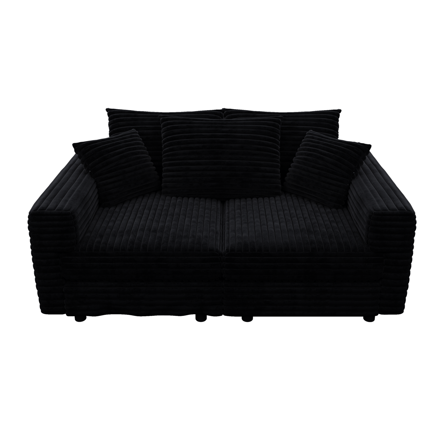 NEW 82.7' Black Plush Corduroy Deep 3-Seat Modern Comfy Upholstered Sofa Couch