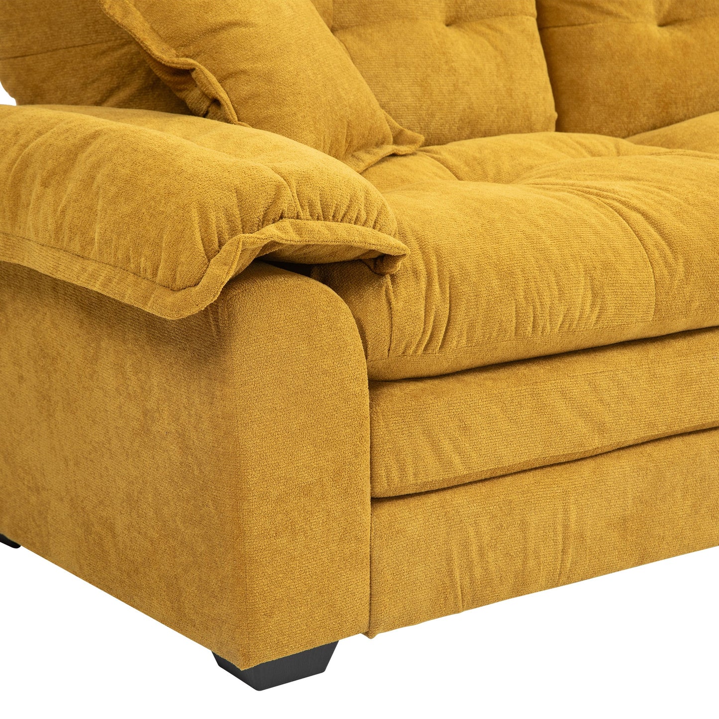 NEW 84' Chenille Sofa Small Sofa Loveseat Deep Seat Sofa Couch with 2 Throw Pillows & Memory Foam for Living Room Apartment Office Lounge-Yellow