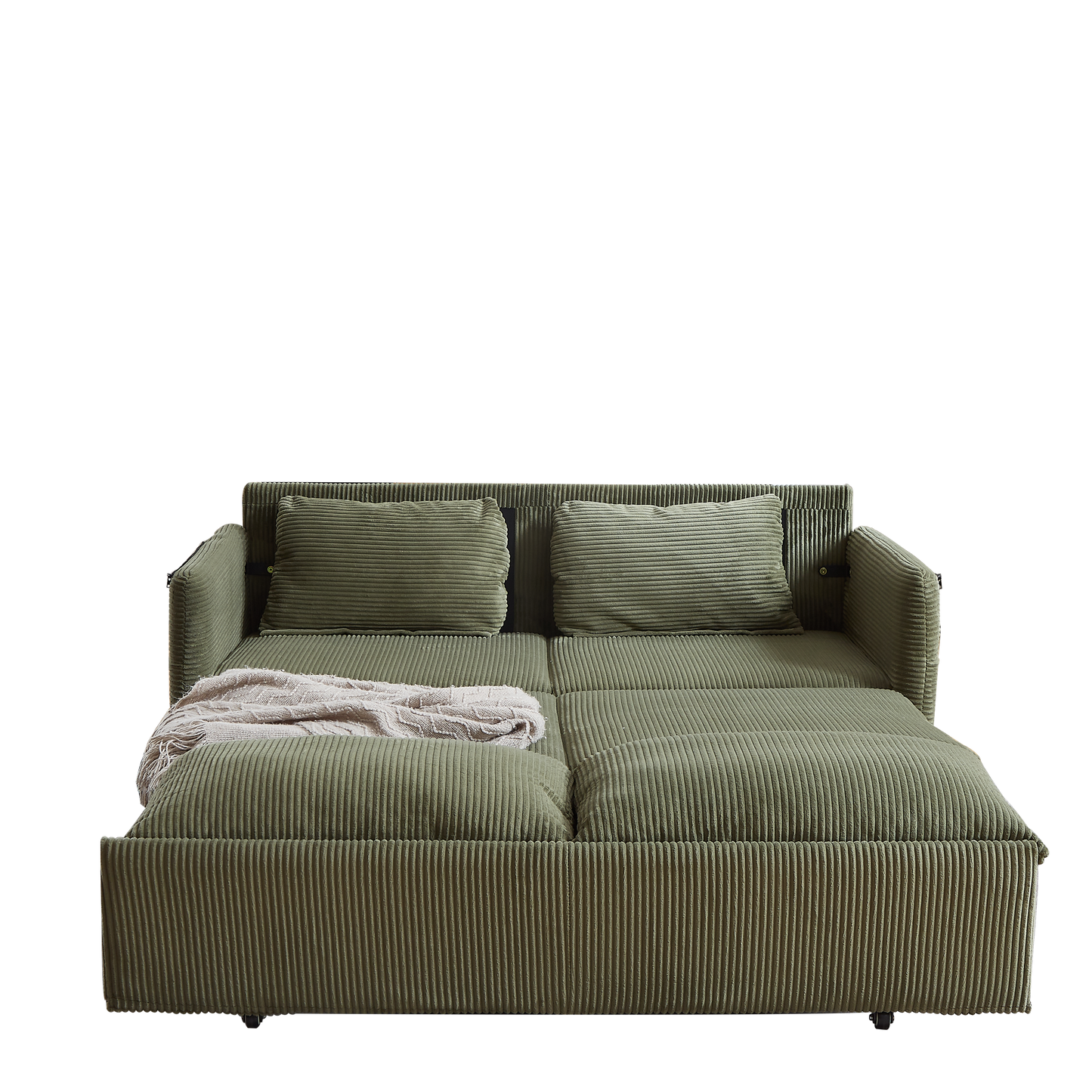 NEW MH'' 64.5 Inch 3-in-1 Adjustable Soft Corduroy Convertible Sleeper Sofa Bed